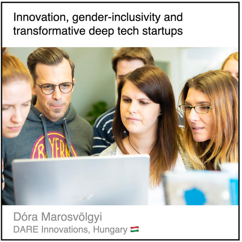 Download PDF: Innovation, gender-inclusivity and transformative deep tech startups by Dóra Marosvölgyi (DARE Innovations, Hungary).